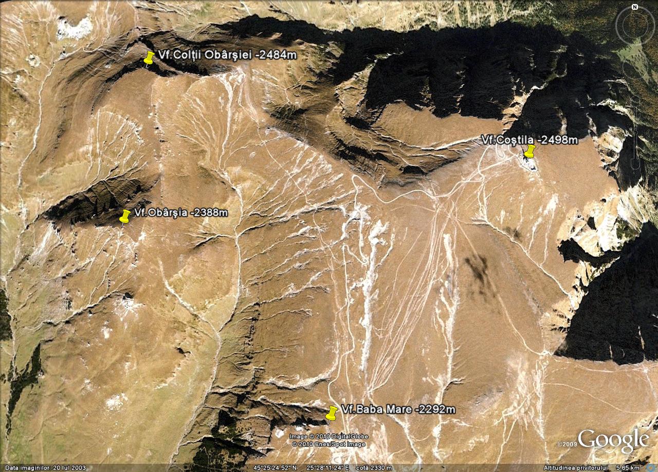 Munţii Bucegi-Partea Central-Nordică-Vârfurile: Colţii Obârşiei - Obârşia - Coştila - Baba Mar