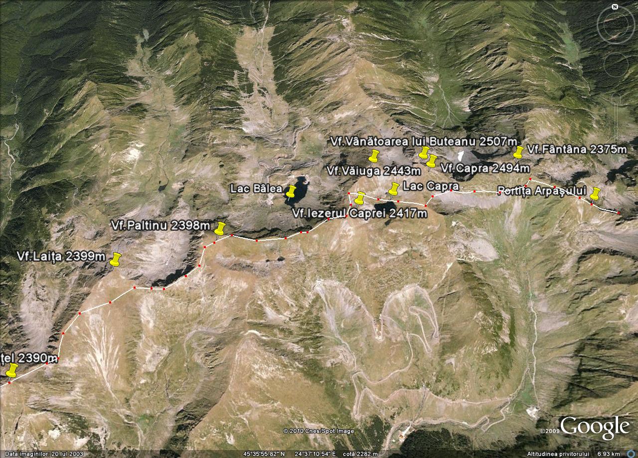 Munţii Făgăraş-Partea Centrală 1-Vârfurile: Laiţa - Paltinu - Capra - Vânatoarea lui Buteanu - Arpăşel-Lacurile: Bâlea - Capra-
