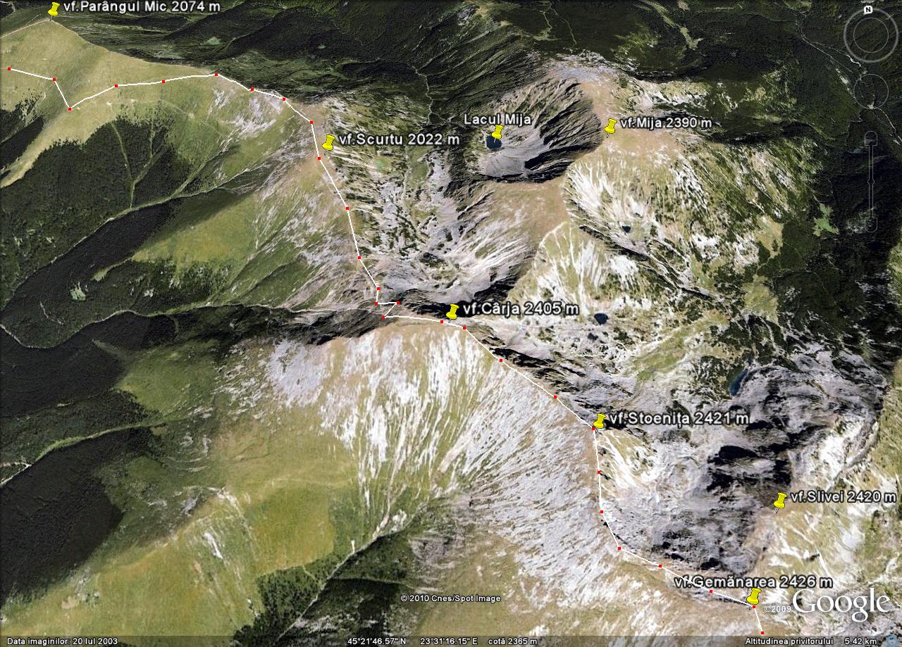 Munţii Parâng-Partea Vestică-Vârfurile: Parângul Mic - Cârja - Stoeniţa - Gemănarea